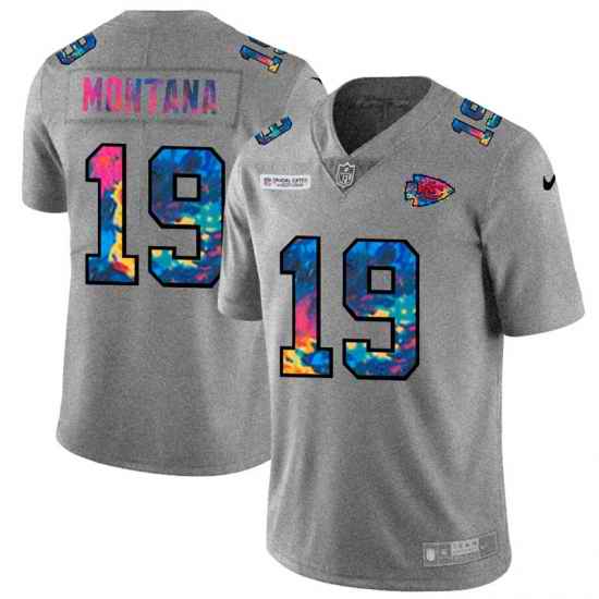 Kansas City Chiefs 19 Joe Montana Men Nike Multi Color 2020 NFL Crucial Catch NFL Jersey Greyheather